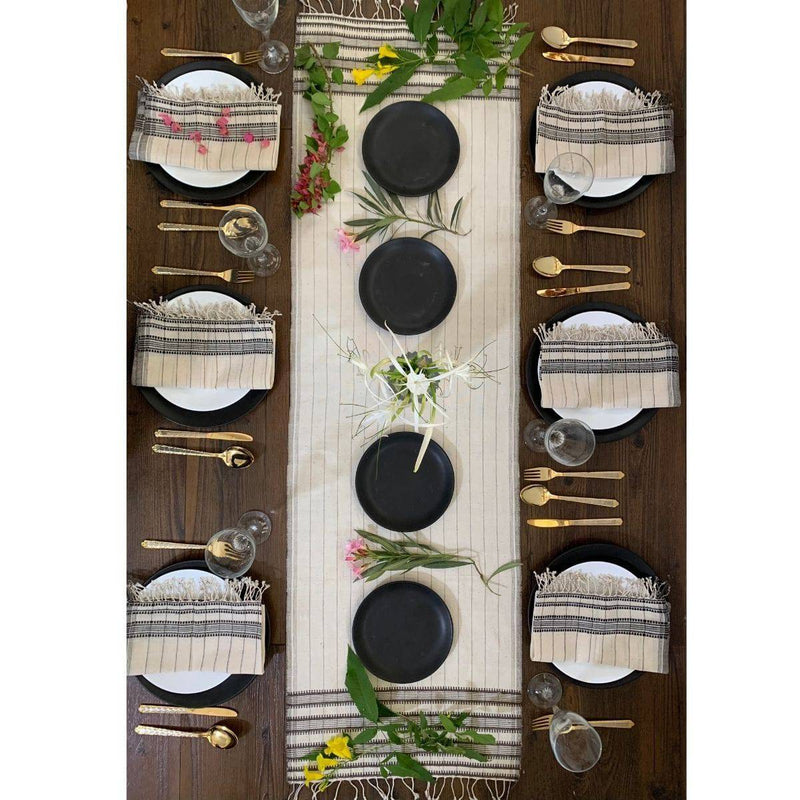 Buy 100% Organic Handcrafted Table Runner - Black and White | Shop Verified Sustainable Products on Brown Living