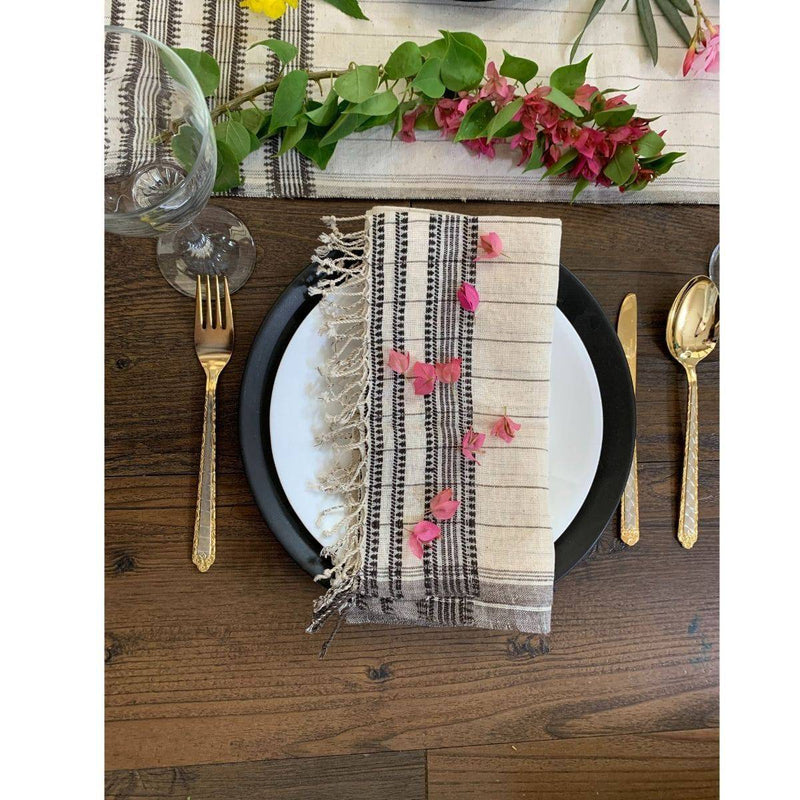 Buy 100% Organic Handcrafted Table Runner - Black and White | Shop Verified Sustainable Products on Brown Living
