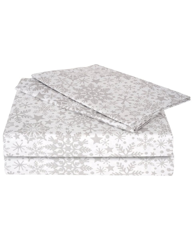 Buy 100% Pure Cotton Snow Flake White/Grey Bedsheet Set | Shop Verified Sustainable Products on Brown Living