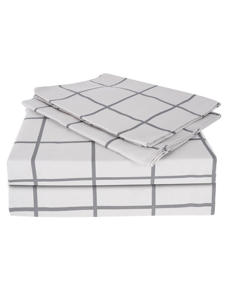 Buy 100% Pure Cotton Window Pane Grey/Black Bedsheet Set | Shop Verified Sustainable Bed Linens on Brown Living™