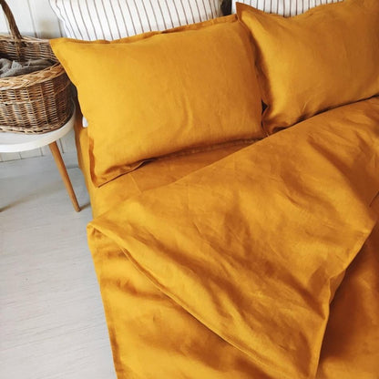 100% Pure Linen Golden Ochre Luxury Bedsheet Set | Verified Sustainable by Brown Living™