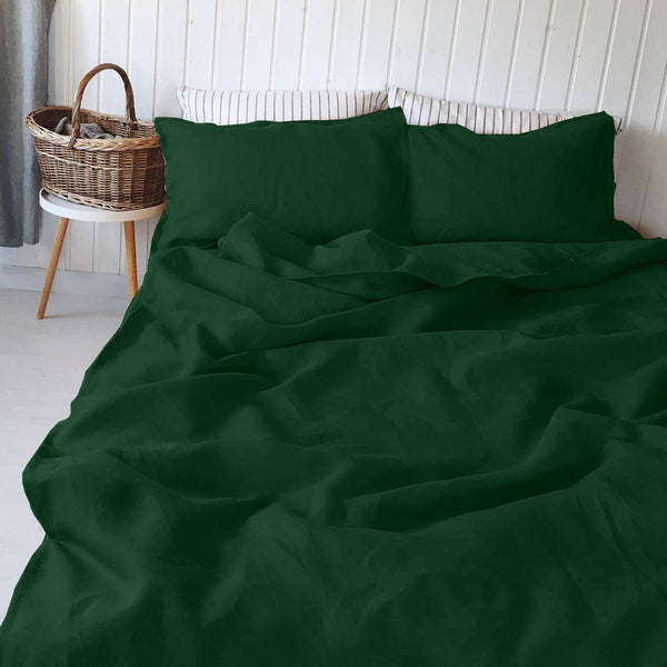 Buy 100% Pure Linen Jo Green Luxury Bedsheet Set | Shop Verified Sustainable Bed Linens on Brown Living™