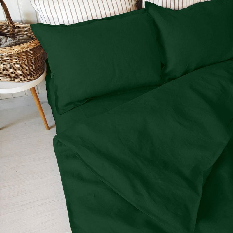 Buy 100% Pure Linen Jo Green Luxury Bedsheet Set | Shop Verified Sustainable Products on Brown Living