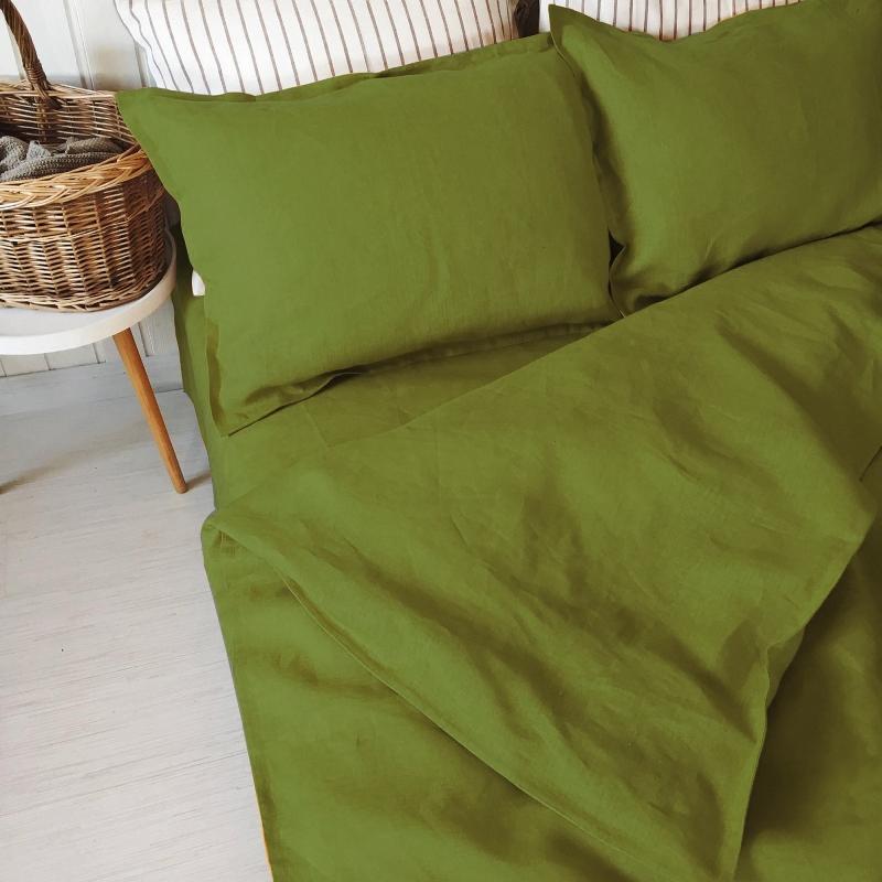 100% Pure Linen Moss Green Luxury Bedsheet Set | Verified Sustainable by Brown Living™