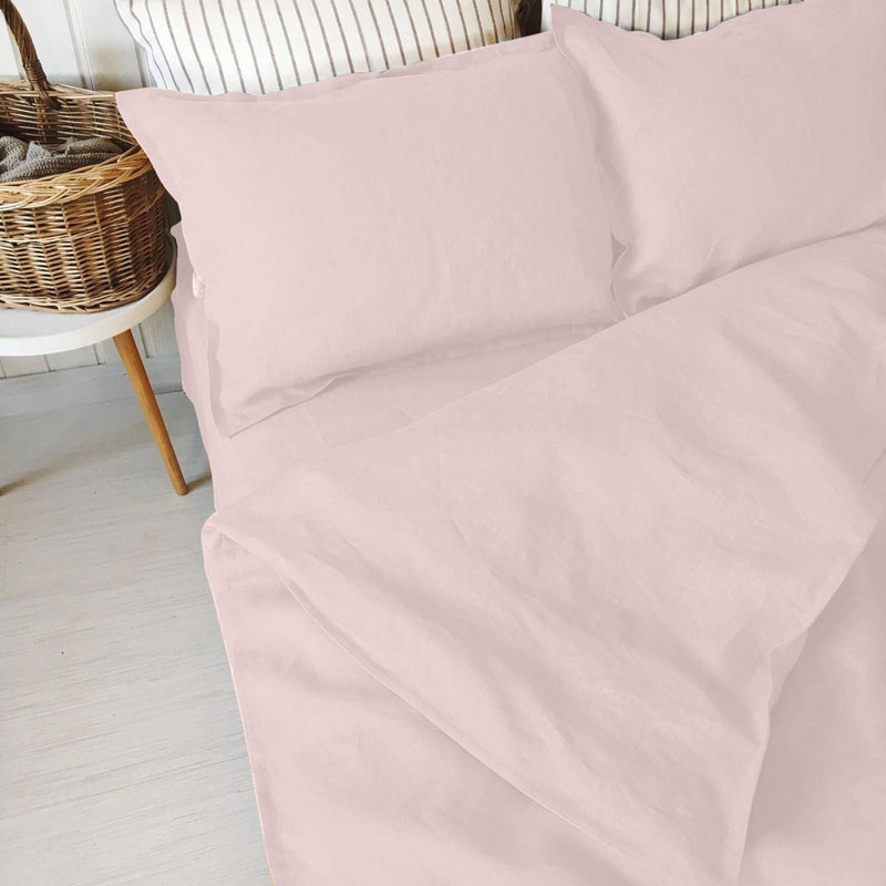 Buy 100% Pure Linen Pale Pink Luxury Bedsheet Set | Shop Verified Sustainable Products on Brown Living