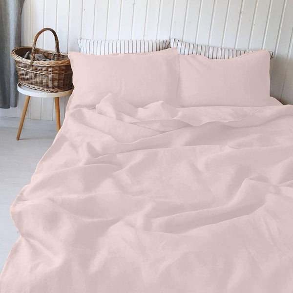 Buy 100% Pure Linen Pale Pink Luxury Bedsheet Set | Shop Verified Sustainable Bed Linens on Brown Living™