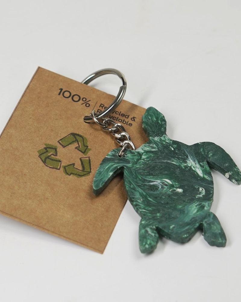 100% Recycled Turtle Key Chains- Forest Green & Purple- Set of 2 | Verified Sustainable Travel Accessories on Brown Living™