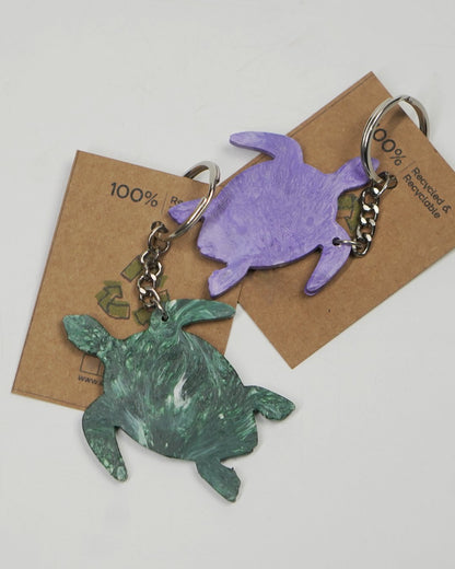 100% Recycled Turtle Key Chains - Forest Green & Purple - Set of 2 | Verified Sustainable by Brown Living™