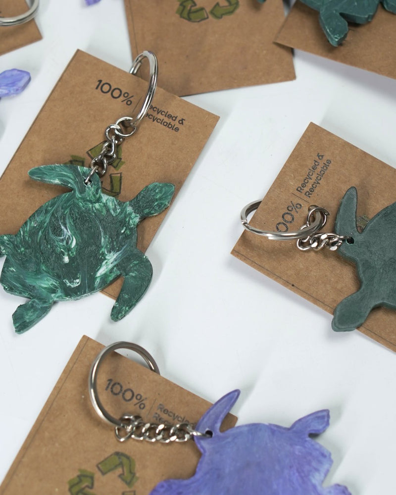 100% Recycled Turtle Key Chains- Forest Green & Purple- Set of 2 | Verified Sustainable Travel Accessories on Brown Living™