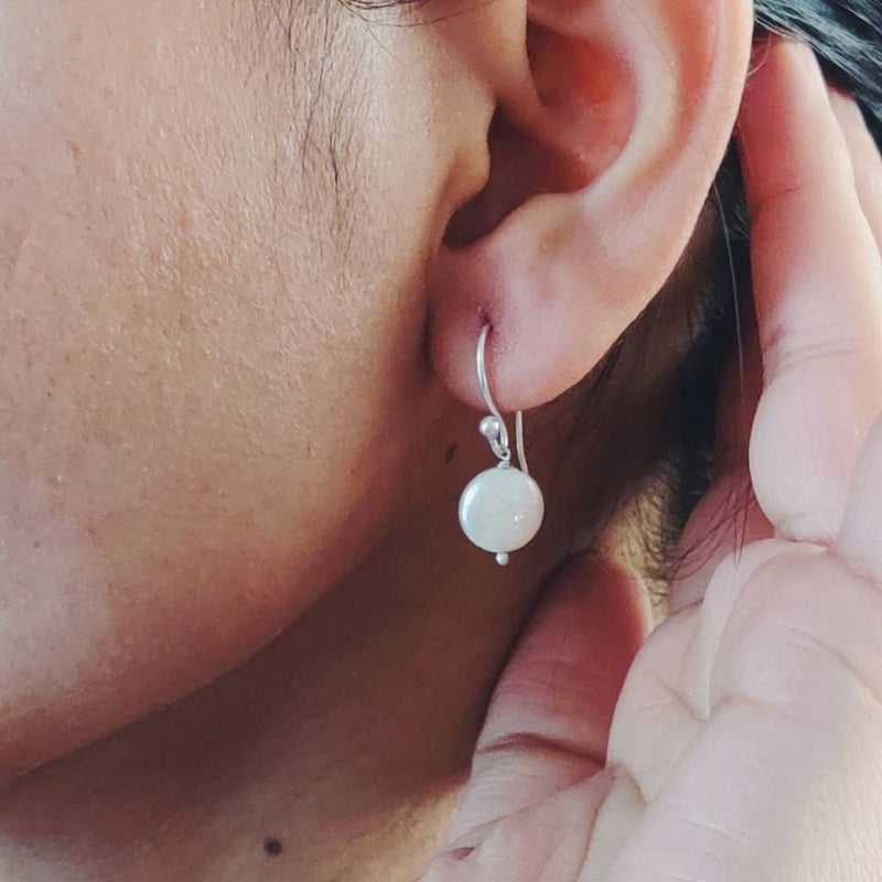 Coin Baroque Pearl Earrings Silver Hook #13