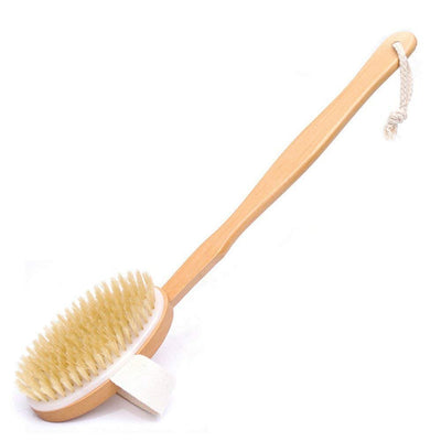 2 - in - 1 Dry Skin Body Brush with 14 inch Removable Wood Handle – Body Scrub on Brown Living™. SKU: ob - 2. Img 1.
