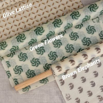 2 Large Square 14" x 14" Madhu Wrap Reusable Beeswax Wrap – Food Wraps on Brown Living™. SKU: UC - 119MWS2LS14. Img 2.