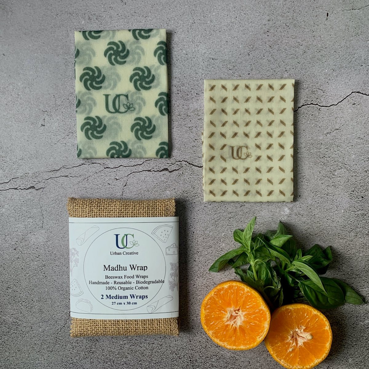 2 Medium - 10.5" x 12" Madhu Wrap Reusable Beeswax Food Wraps | Verified Sustainable by Brown Living™