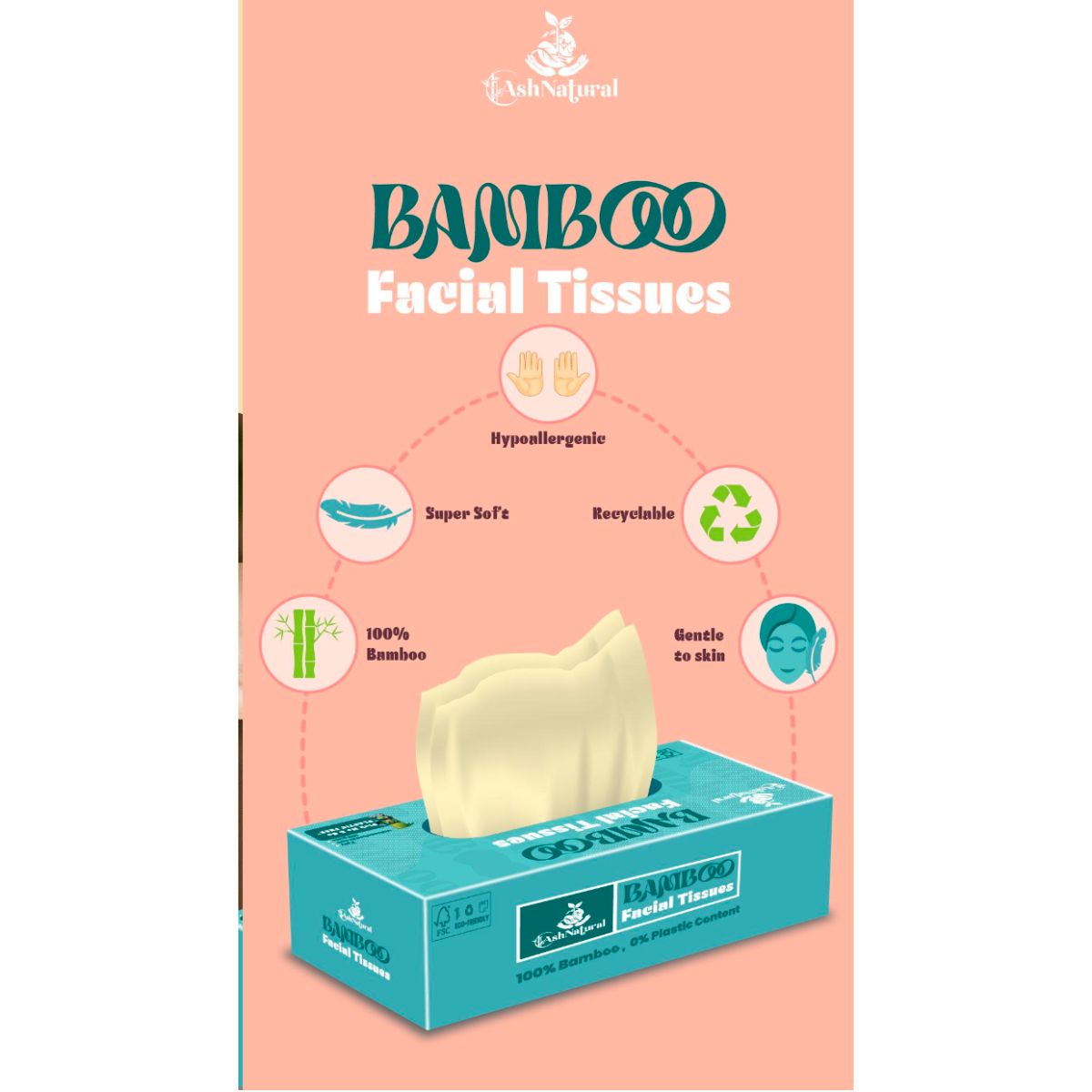 2 Ply Bamboo Facial Tissue - 100 Pulls | Verified Sustainable by Brown Living™