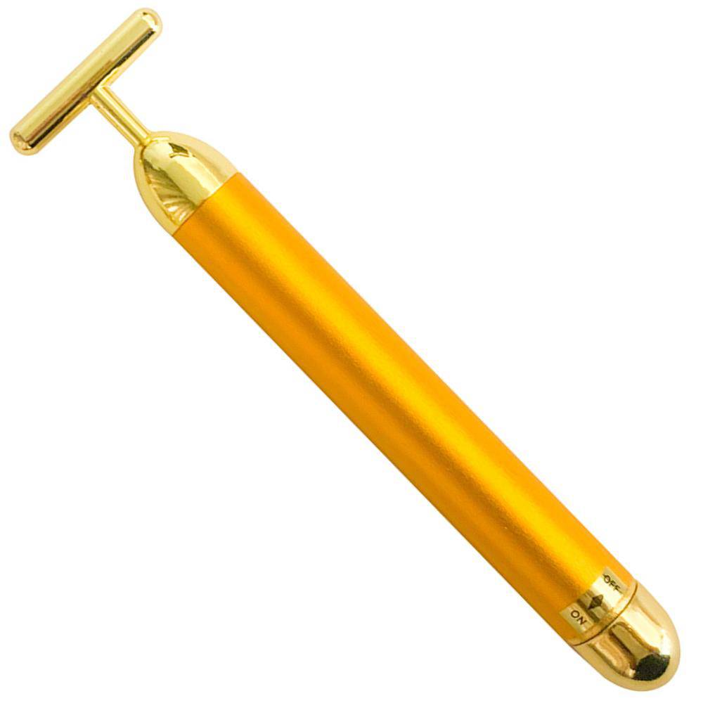 24k Gold Vibrating Face Roller & Sculptor | FREE Gold Beauty Elixir Oil – Massager by Natural Vibes available on Brown Living™. . SKU: 063 - 13171 - NV_gold_roller_oil. Img 2.