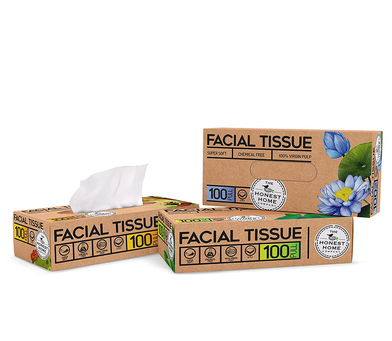 2Ply Facial Tissue Box- 100 Pulls (Pack of 3) | Verified Sustainable Face Tissue on Brown Living™