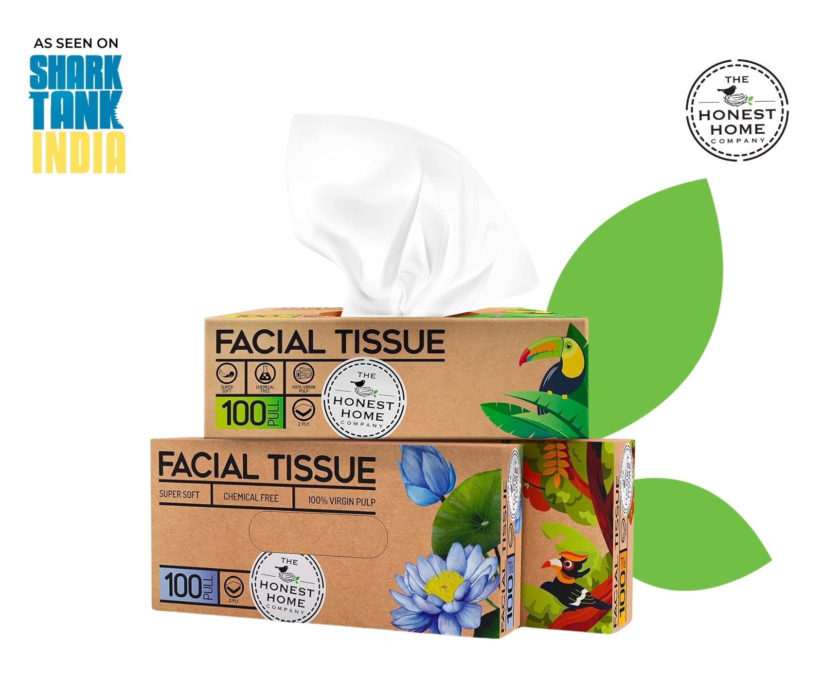 2Ply Facial Tissue Box - 100 Pulls (Pack of 3) | Verified Sustainable by Brown Living™