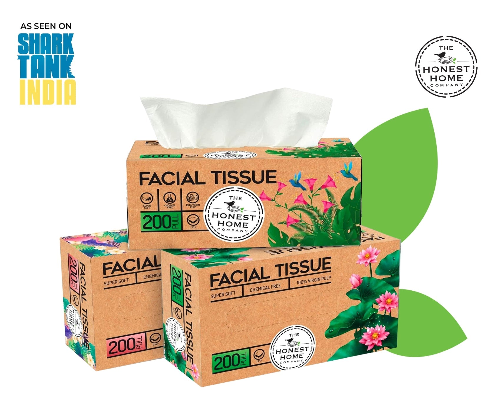 2Ply Facial Tissue Box - 200 Pulls (Pack of 3) | Verified Sustainable by Brown Living™