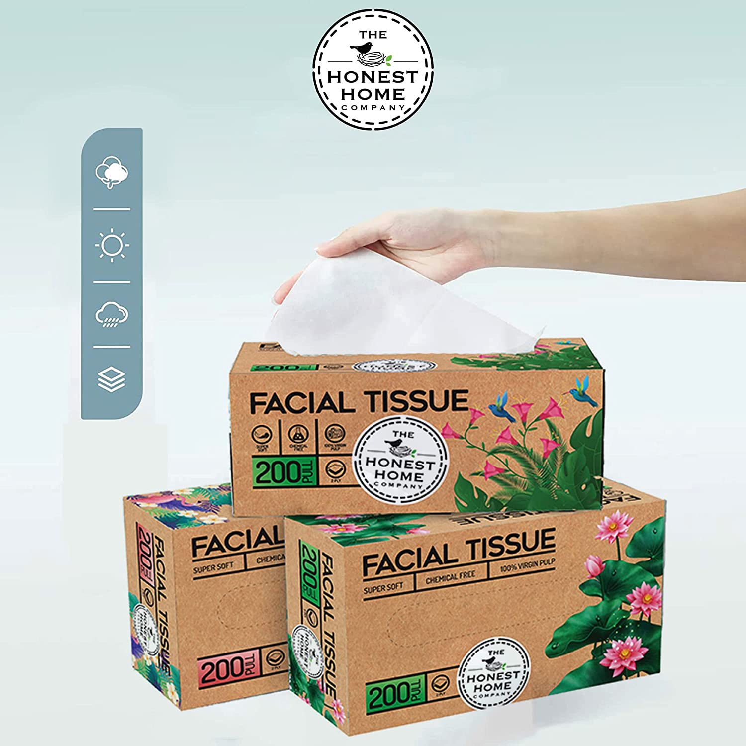 2Ply Facial Tissue Box - 200 Pulls (Pack of 3) | Verified Sustainable by Brown Living™