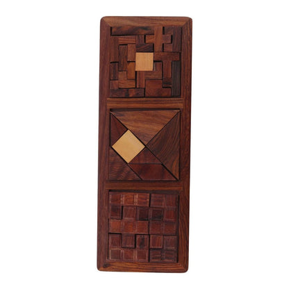 3 in 1 Wooden Blocks Jigsaw Puzzles Brain Teasers | Verified Sustainable by Brown Living™