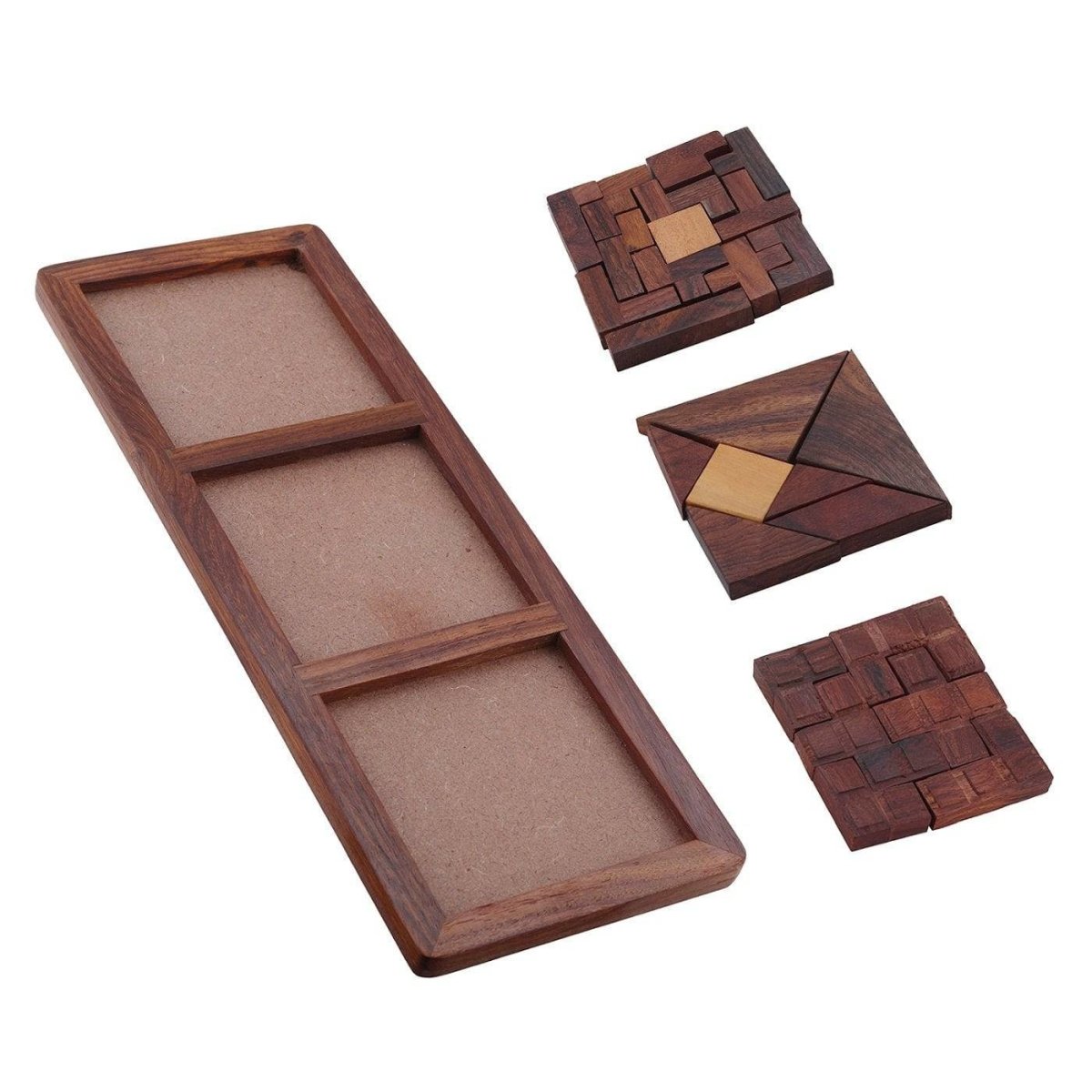 3 in 1 Wooden Blocks Jigsaw Puzzles Brain Teasers | Verified Sustainable by Brown Living™