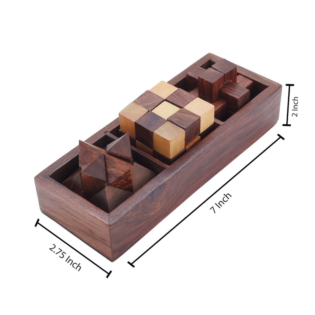 Wooden 3D Puzzles Game 3 - in - 1 Brain Teaser Game | Verified Sustainable by Brown Living™