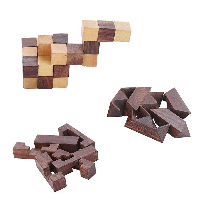 Buy 3-In-One Wooden 3D Puzzle Games Set | Shop Verified Sustainable Products on Brown Living