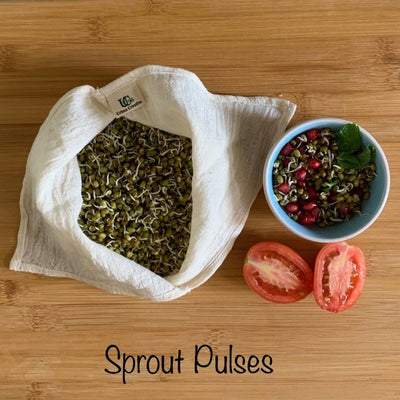 3 Organic Cotton Bento Bags for Veggies, Roti, Sprouting & Paneer – Fridge Vegetable Bags on Brown Living™. SKU: UC_Bento Bag_01. Img 4.