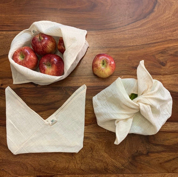 Buy 3 Organic Cotton Bento bags for Veggies, Roti, Sprouting & Paneer | Shop Verified Sustainable Products on Brown Living