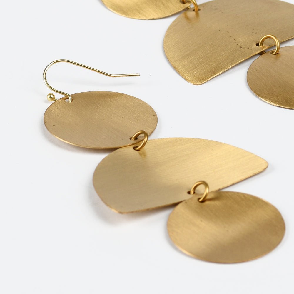 3 - Step Brass Textured Earrings | Verified Sustainable by Brown Living™