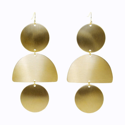 3 - Step Brass Textured Earrings | Verified Sustainable by Brown Living™