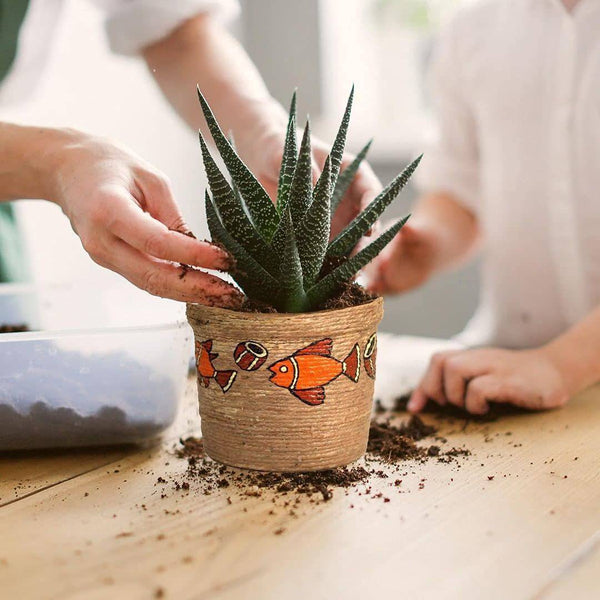 Buy 5" Hand-Painted Jute Ornamental Planter | Shop Verified Sustainable Pots & Planters on Brown Living™