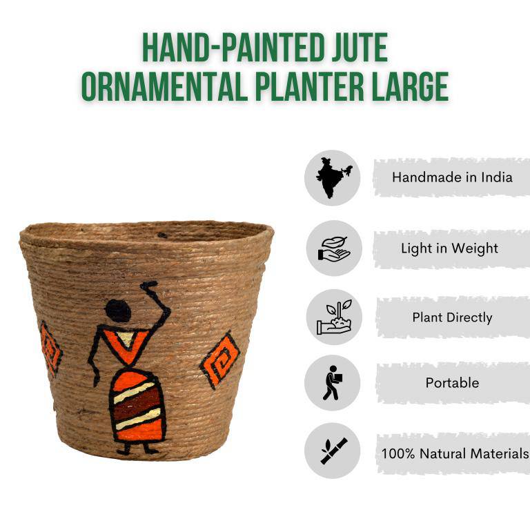 Buy 6" Hand-Painted Jute Ornamental Planter | Shop Verified Sustainable Pots & Planters on Brown Living™