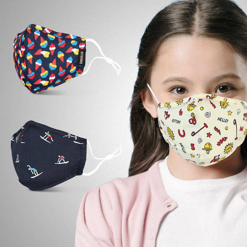 7 Layer Cotton Mask For Kids - Pack Of 3 (Code: 502) | Verified Sustainable by Brown Living™