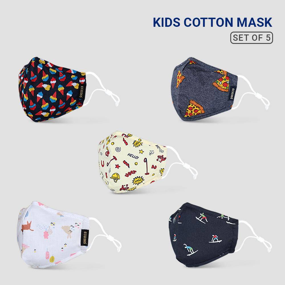 7 Layer Reusable Cotton Mask For Kids - Pack Of 5 | Verified Sustainable by Brown Living™