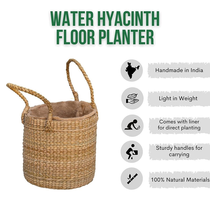 Buy 9" Water Hyacinth Floor Planter | Shop Verified Sustainable Products on Brown Living