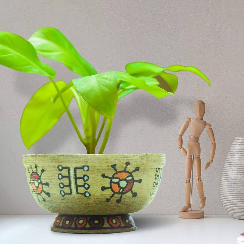 Buy 9.5" Hand-Painted Jute Tabletop Planter | Shop Verified Sustainable Products on Brown Living