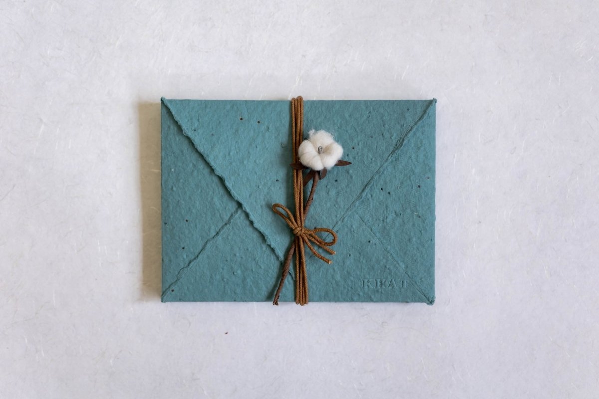 A flower in the mail - Dusty Blue - Pack of 5 Plantable Envelopes – Envelopes on Brown Living™. SKU: SR007. Img 2.