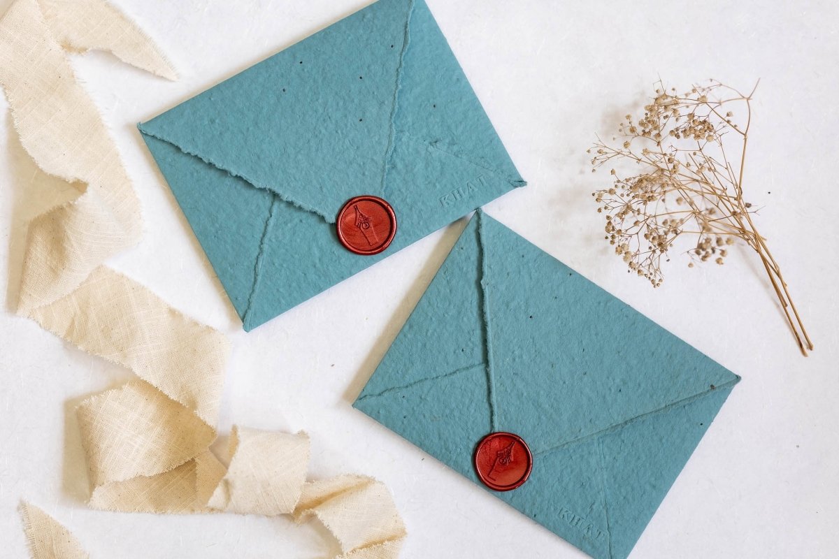 A flower in the mail - Dusty Blue - Pack of 5 Plantable Envelopes – Envelopes on Brown Living™. SKU: SR007. Img 1.