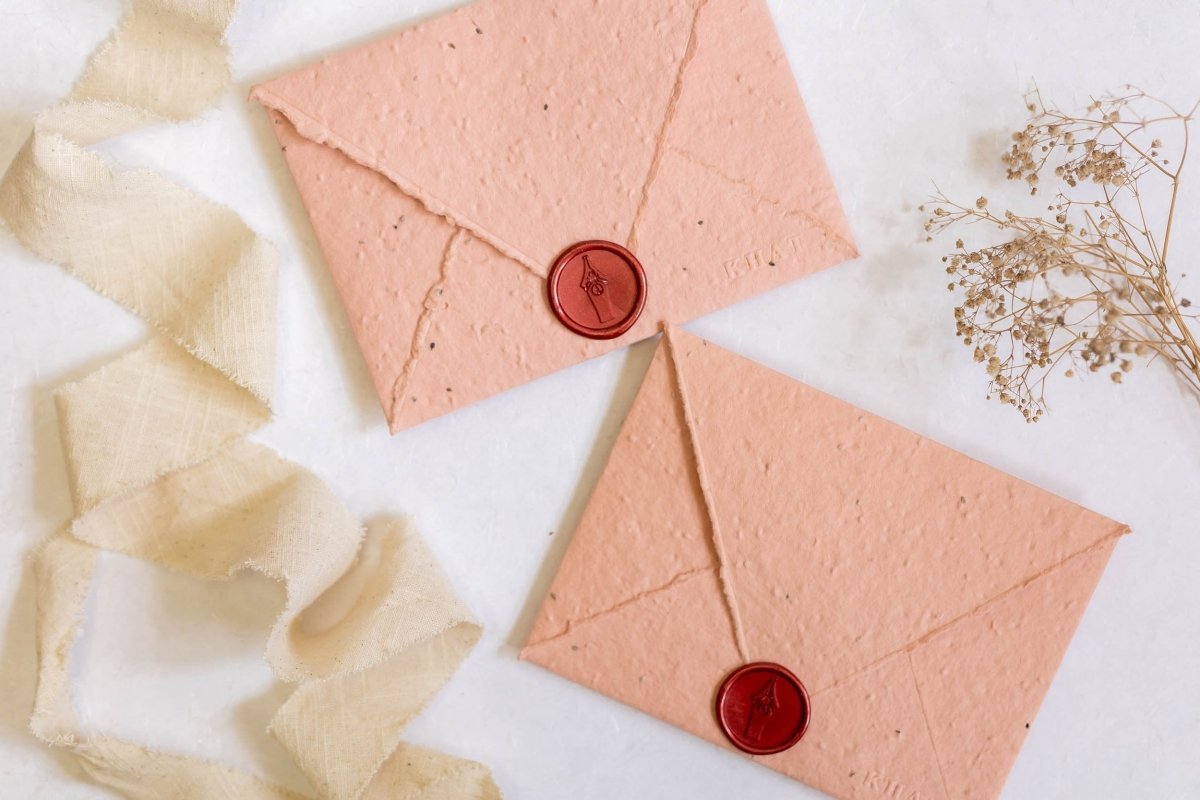 A flower in the mail - Pale Pink - Pack of 5 Plantable Envelopes – Envelopes on Brown Living™. SKU: SR011. Img 1.