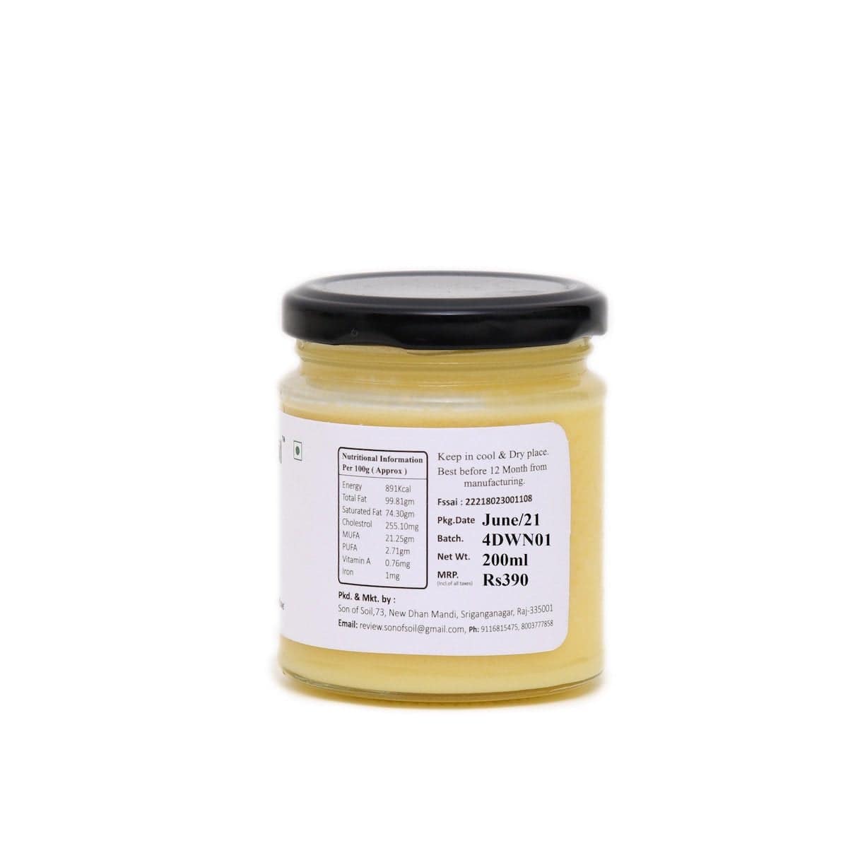 A2 Bilona Ghee - Hand Churned from Curd | 200 ml | Verified Sustainable by Brown Living™