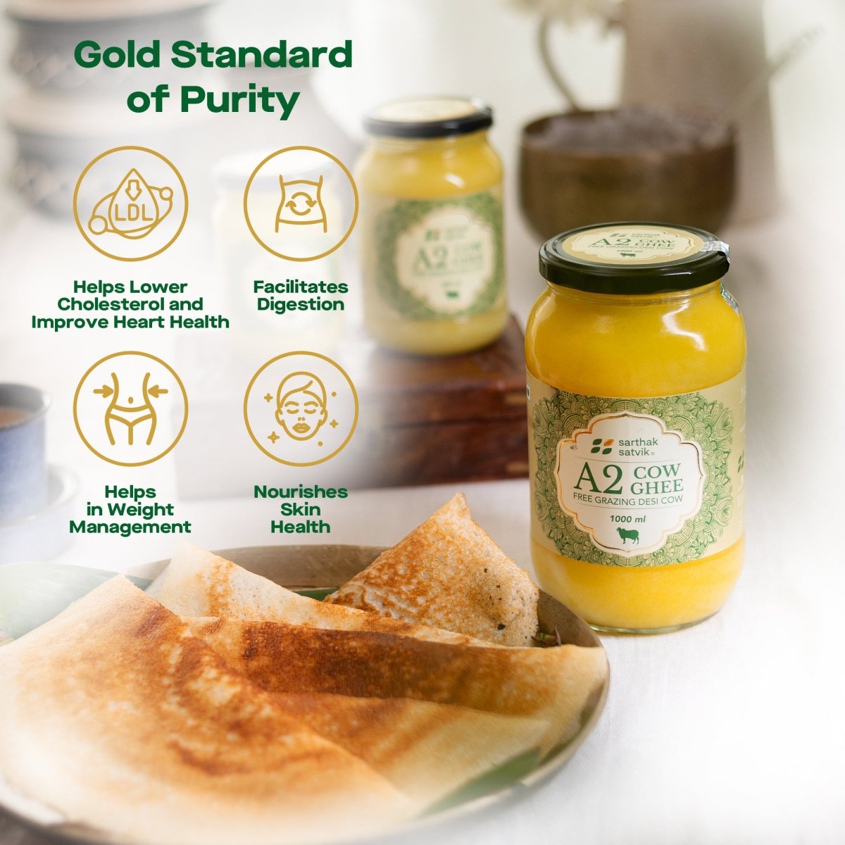 A2 Desi Cow Ghee - 1 Litre | Verified Sustainable by Brown Living™