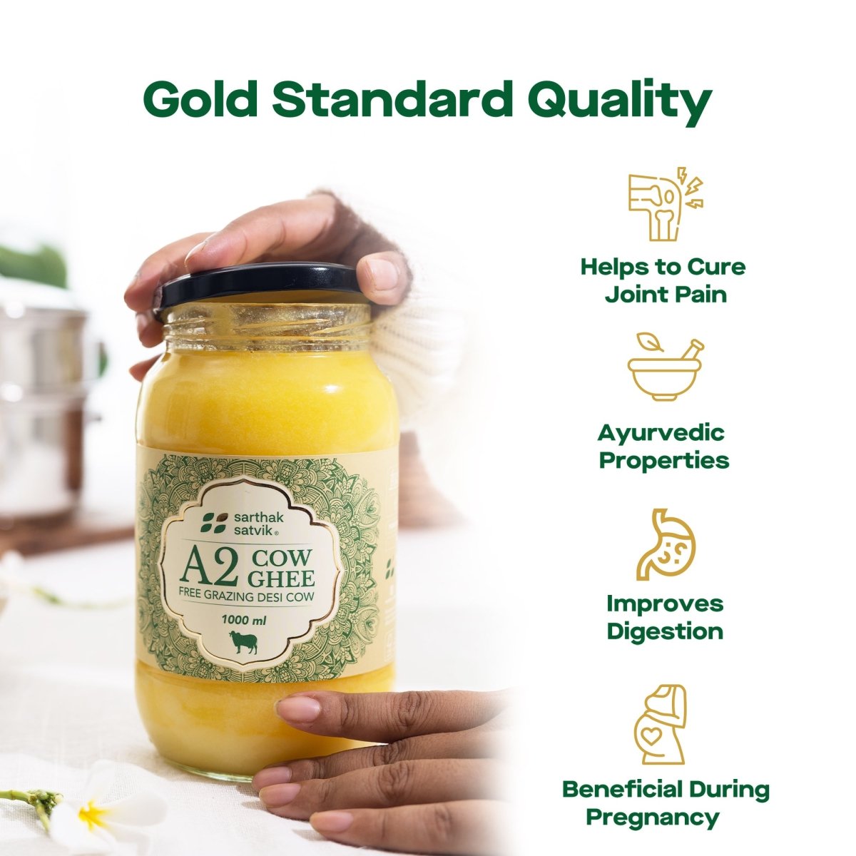 A2 Desi Cow Ghee - 1 Litre | Verified Sustainable by Brown Living™