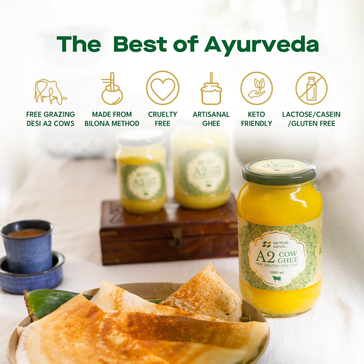 A2 Desi Cow Ghee - 1 Litre | Verified Sustainable by Brown Living™