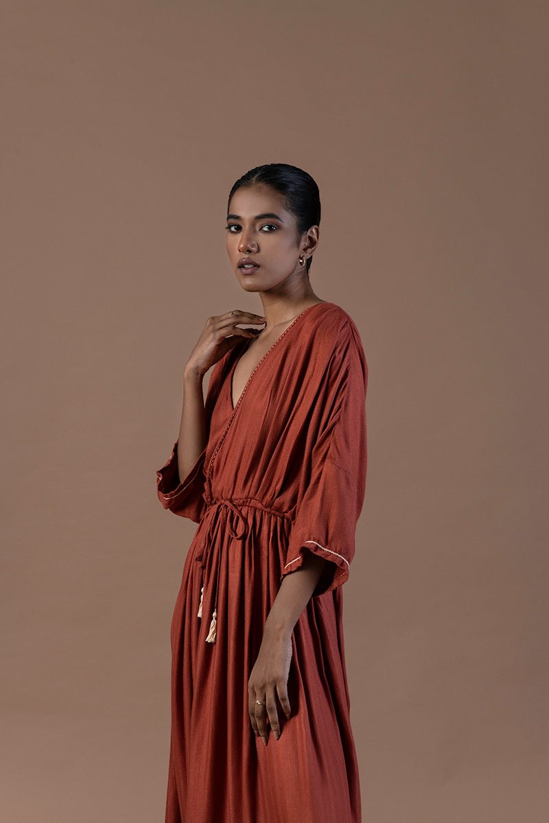 Aafreen Sugarcane Fabric Wrap Dress | Verified Sustainable by Brown Living™