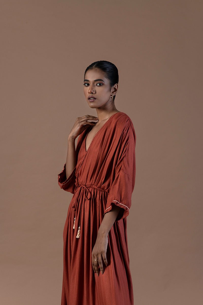 Buy Aafreen Sugarcane Fabric Wrap Dress | Shop Verified Sustainable Products on Brown Living