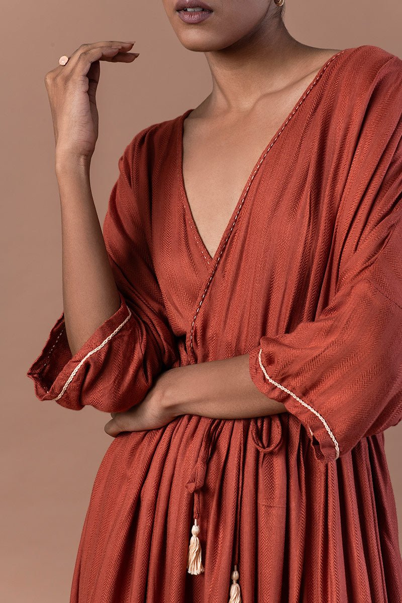 Aafreen Sugarcane Fabric Wrap Dress | Verified Sustainable by Brown Living™