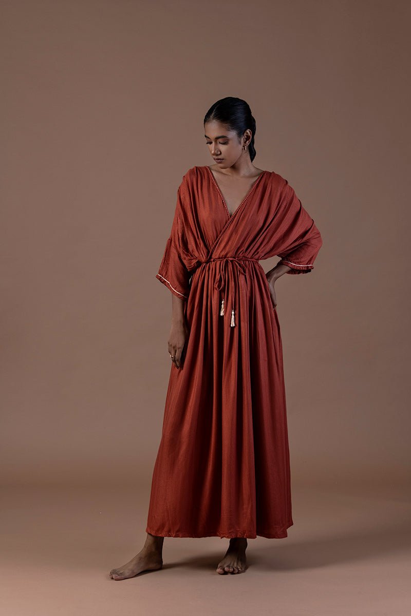 Aafreen Sugarcane Fabric Wrap Dress | Verified Sustainable by Brown Living™