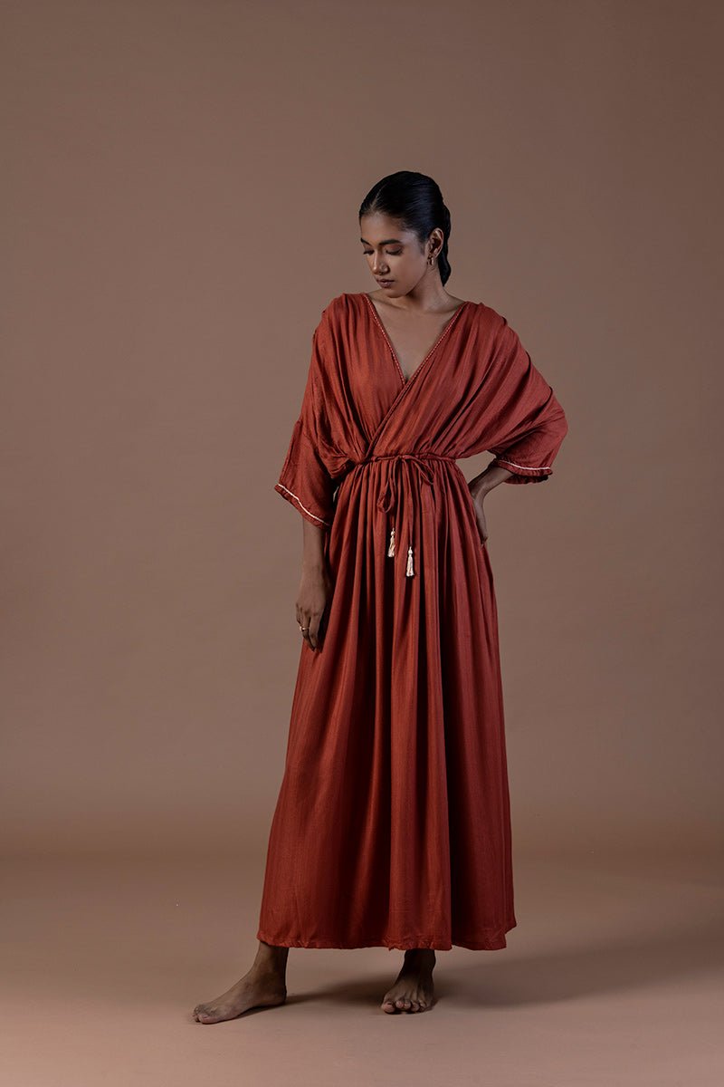 Buy Aafreen Sugarcane Fabric Wrap Dress | Shop Verified Sustainable Products on Brown Living
