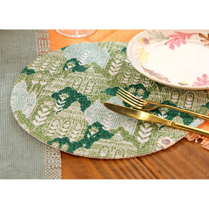 Buy Abstract Green Round Mat - Set of 2 | Shop Verified Sustainable Table Linens on Brown Living™